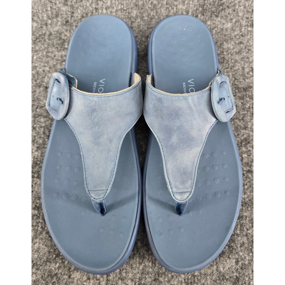 Vionic Activate RX Flip Flops Women's 11 Blue Nubuck Orthotic Recovery Sandal